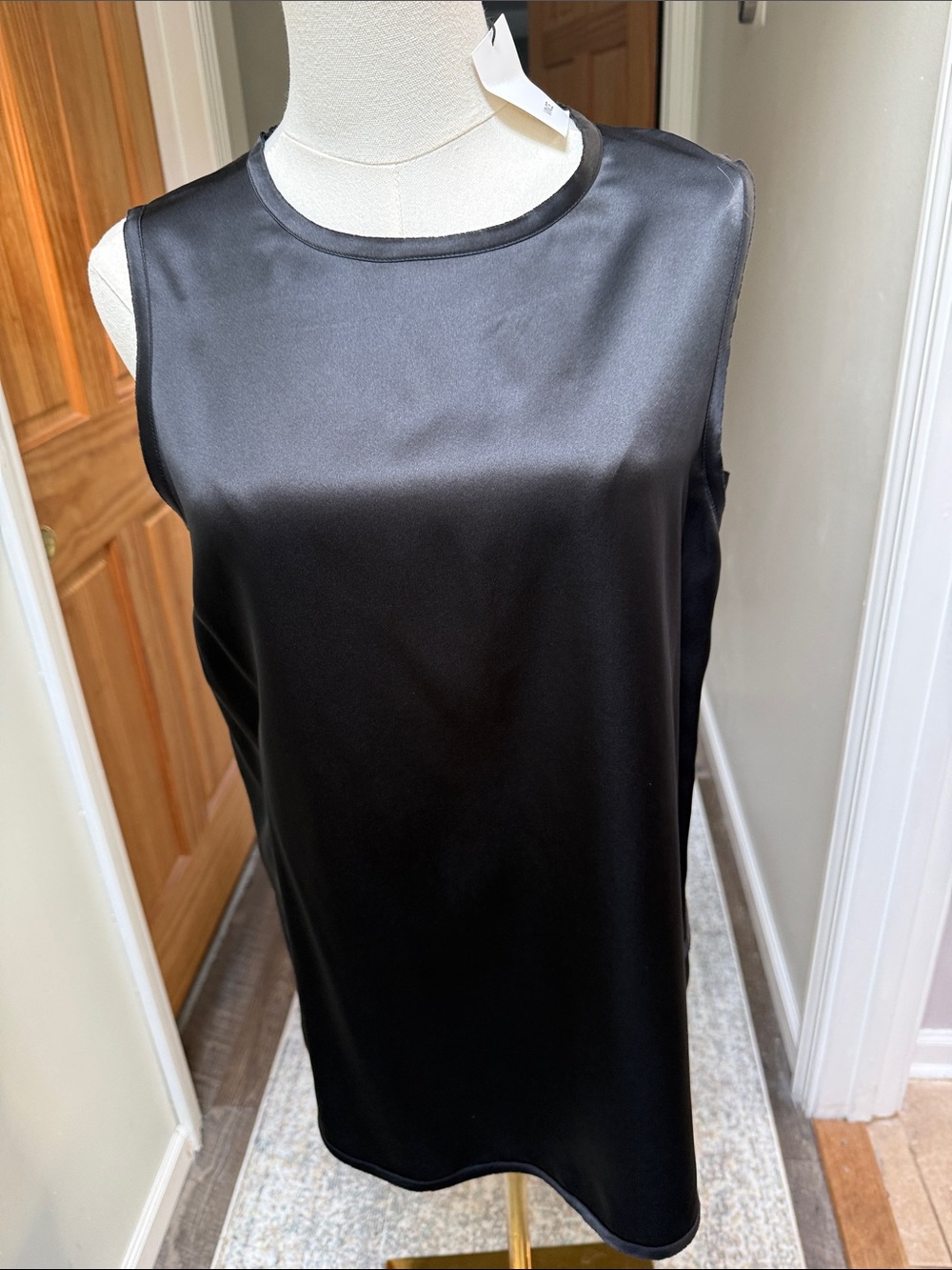 Vince raw edge silk tank top in black